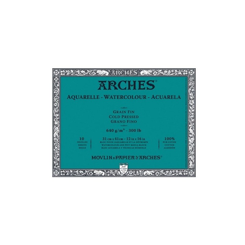  Fine art shop - Arches Watercolour 640 gr, 31x41 cm, Cold Pressed, pad 10 s. | totenart.com