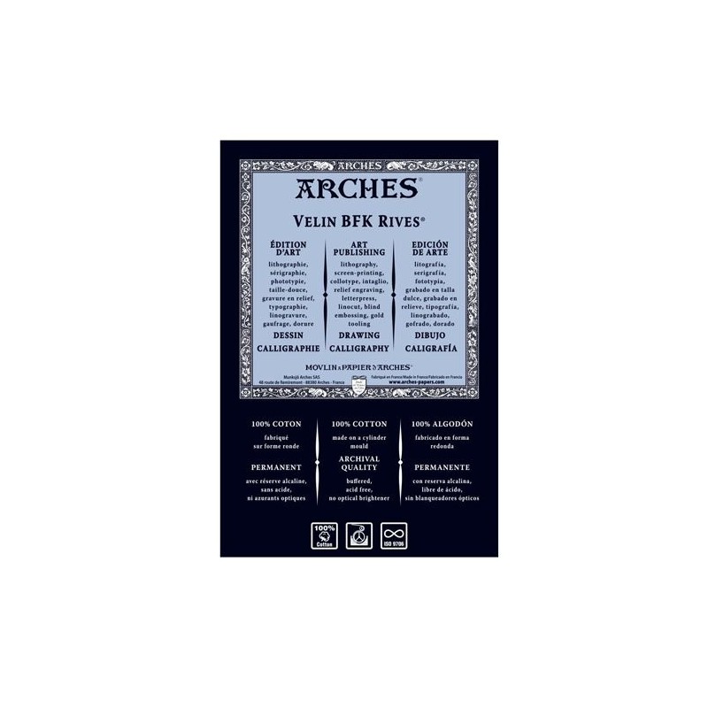  Fine art shop - Velin BFK Rives Arches Sheet 280 gr, 56x76 cm, Black | totenart.com