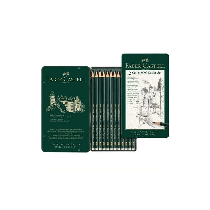  Fine art shop - Metal Box 12 Graphite Pencils Castell 9000 Design Set | totenart.com