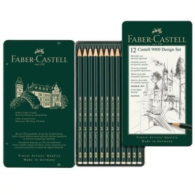  Fine art shop - Metal Box 12 Graphite Pencils Castell 9000 Design Set | totenart.com