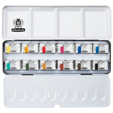 Fine art shop - Box 12 watercolors Schmincke Akademie 1/1 godets | totenart.com
