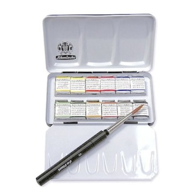 Fine art shop - Box 12 watercolors Schmincke Horadam 1/2 godets  | totenart.com