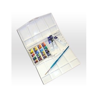 Fine art shop - Box 16 watercolor cotman Winsor Newton 1/2 godets, 3 tubes 8 ml and 1 brush | totenart.com