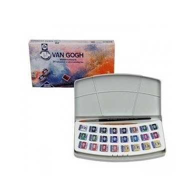 Fine art shop -Box Van Gogh Watercolour 24 1/2 godets & brush | totenart.com
