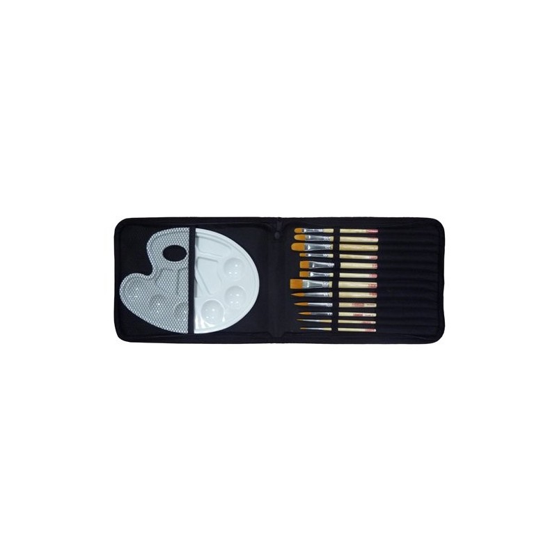 Fine art shop - Organizer 12 Brushes Case + ArtCreation Plastic Pallet | totenart.com