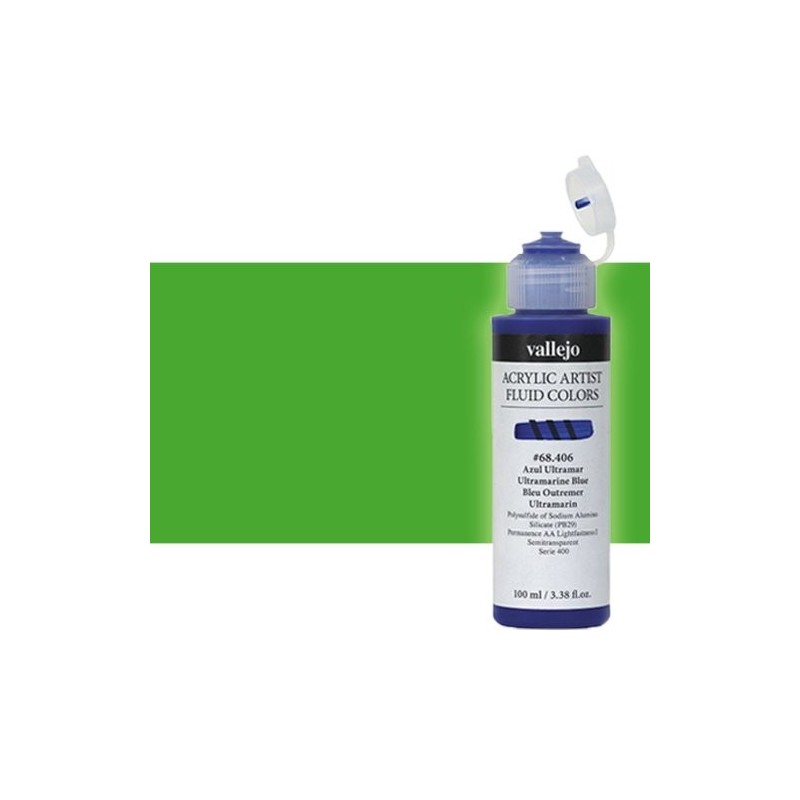  Fine art shop - Acrylic Fluid Vallejo 623, fluorescent green, 100 ml. | totenart.com