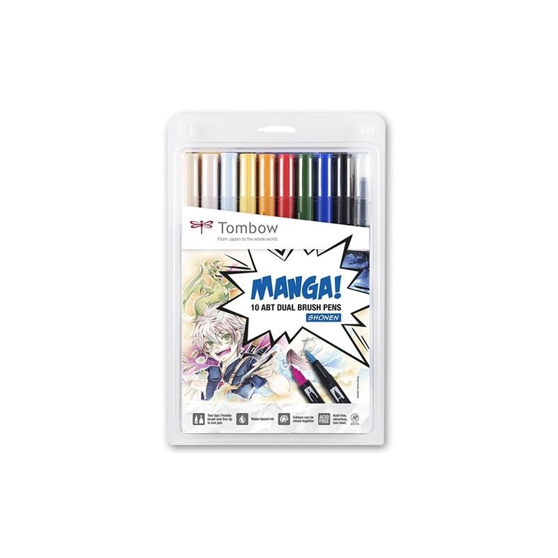Fine art shop - Tombow Dual Brush Marker, Set of 10 Manga Shonen Colours  | totenart.com\n