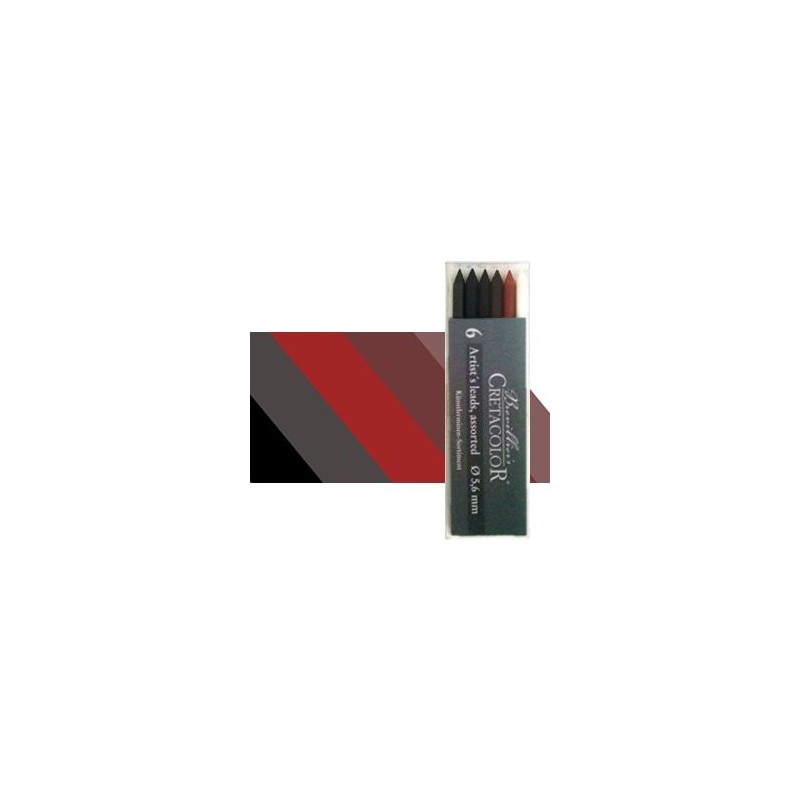 Plastic box 6 assorted Lead Cretacolor 5.6 mm.