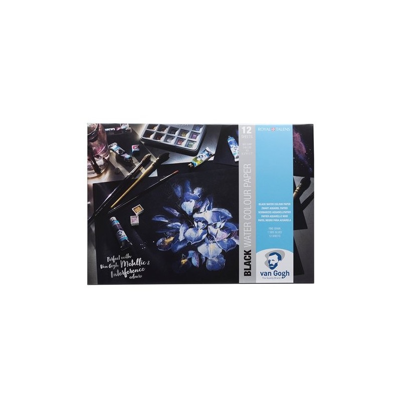  Fine art shop - Black Water Color Paper 12 sheets Van Gogh 360 gr (A4) | totenart.com