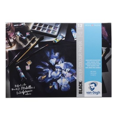  Fine art shop - Black Water Color Paper 12 sheets Van Gogh 360 gr (A4) | totenart.com