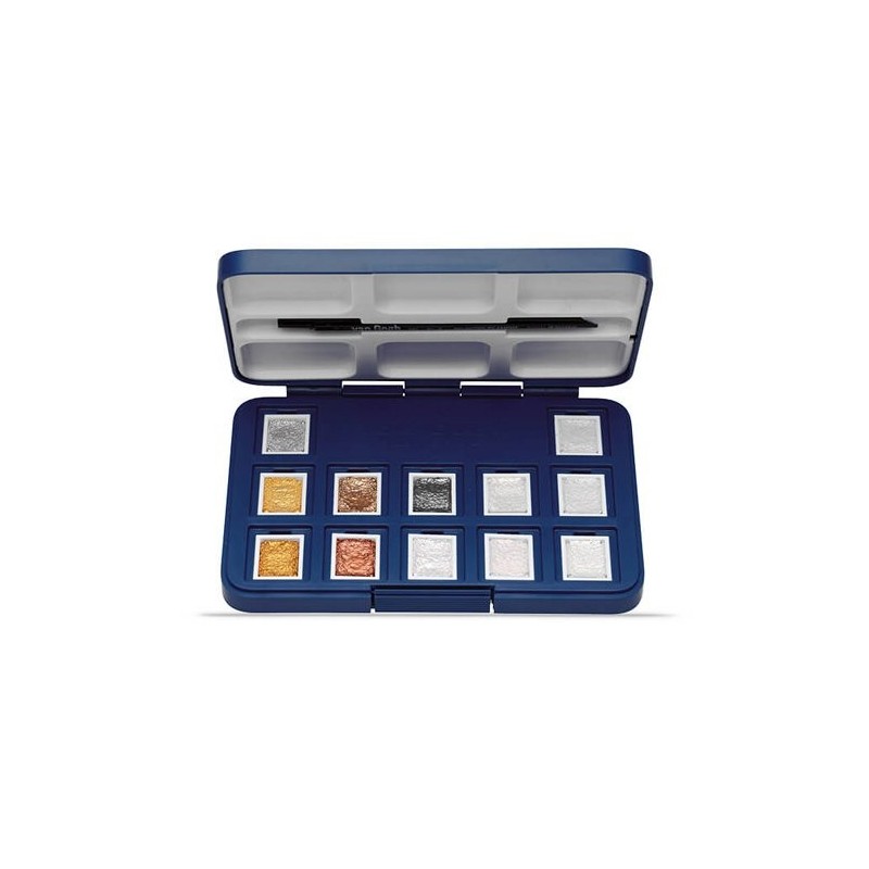 Fine art shop - Box 12 watercolors Van Gogh 1/2 godet and brush| totenart.com