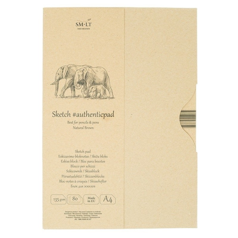  Fine art shop - Notebook in Case, Havana Kraft Paper Sketch, 80 sheets, 135 gr., A4, SM.LT | totenart.com