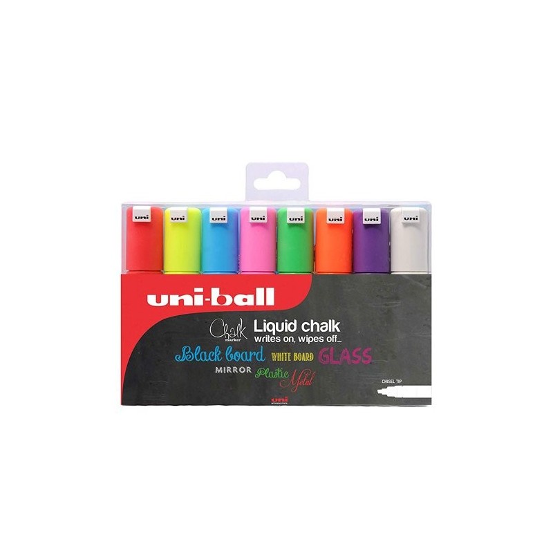 Fine art shop - Marker Case 8 colors Liquid Chalk, 8.0 mm, Uni-Ball | totenart.com