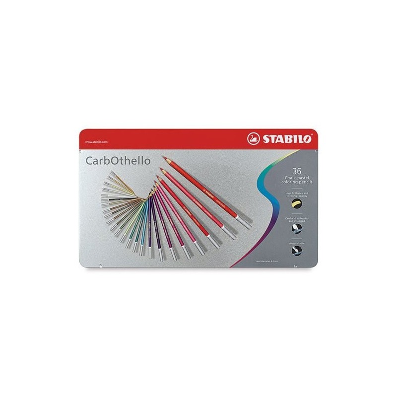  Fine art shop - STABILO Carbothello metal box 36 colours chalk-pastel pencils assorted | totenart.com
