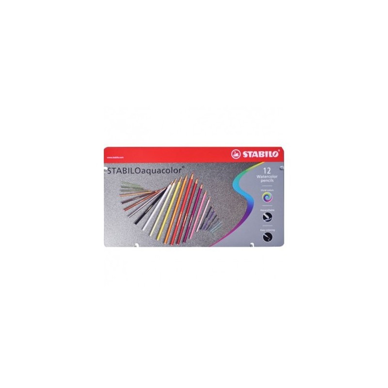  Fine art shop - STABILO Aquacolor metal box 12 watercolor pencils assorted | totenart.com