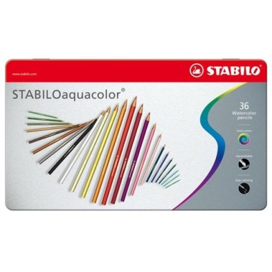  Fine art shop - STABILO Aquacolor metal box 36 watercolor pencils assorted | totenart.com