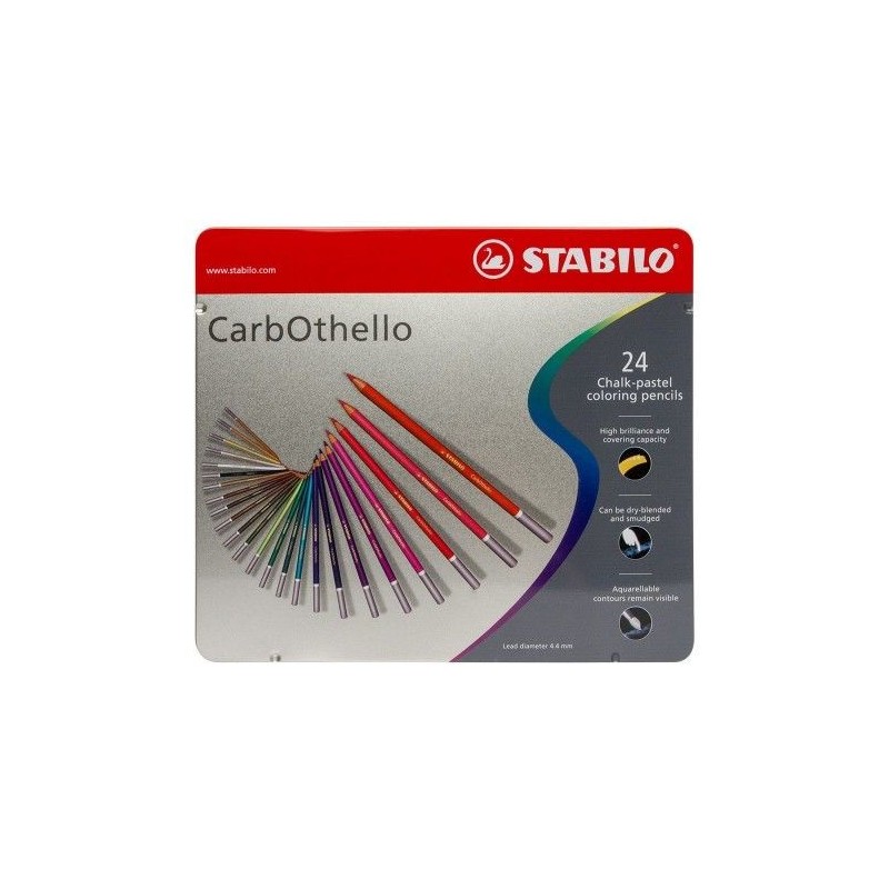  Fine art shop - STABILO Carbothello metal box 24 colours chalk-pastel pencils assorted | totenart.com