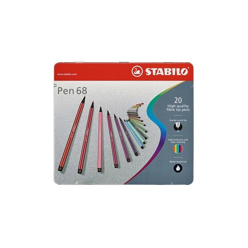  Fine art shop - STABILO Pen 68 metal box 20 high quality fibre tip pen | totenart.com
