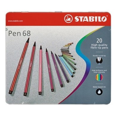 Fine art shop - STABILO Pen 68 metal box 20 high quality fibre tip pen | totenart.com