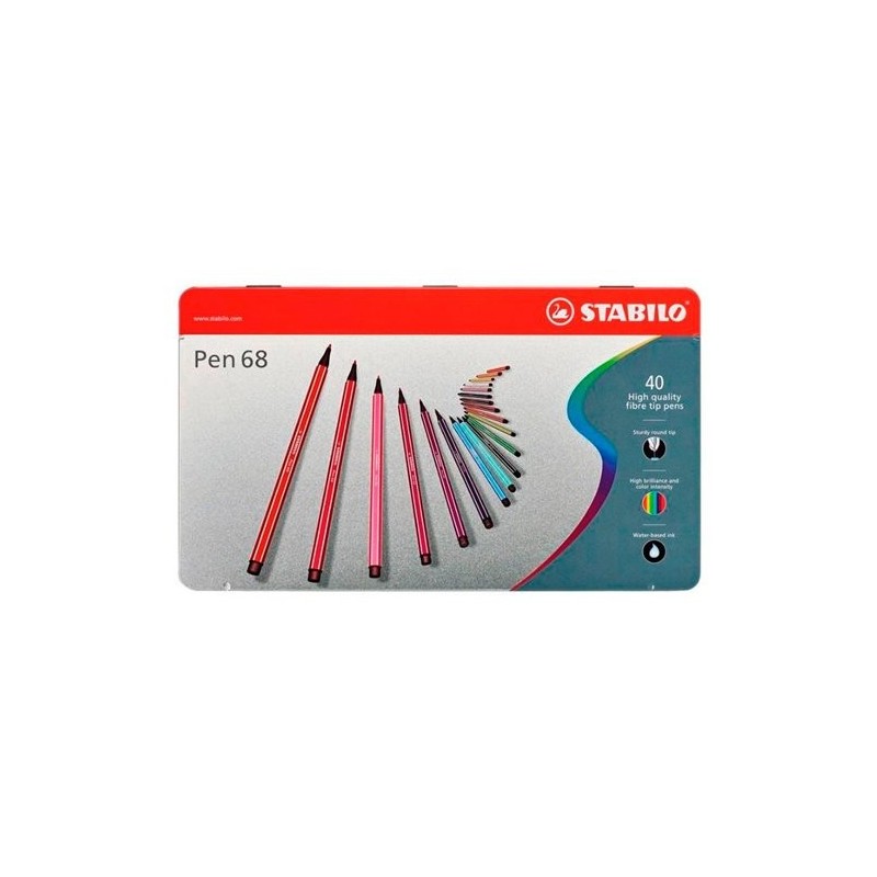  Fine art shop - STABILO Pen 68 metal box 40 high quality fibre tip pen | totenart.com