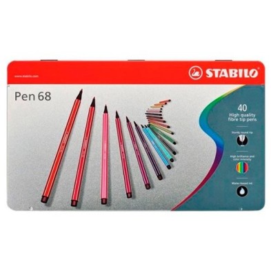  Fine art shop - STABILO Pen 68 metal box 40 high quality fibre tip pen | totenart.com