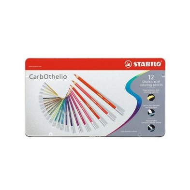  Fine art shop - STABILO Carbothello metal box 12 colours chalk-pastel pencils assorted | totenart.com