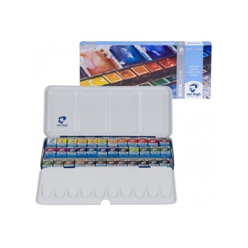 Fine art shop - Metallic box 24 watercolors Van Gogh and brush| totenart.com