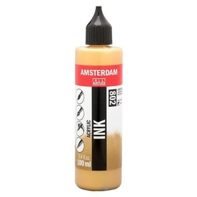 Fine art shop - Amsterdam Acrylic Ink Light Gold 802 (100ml.) | totenart.com