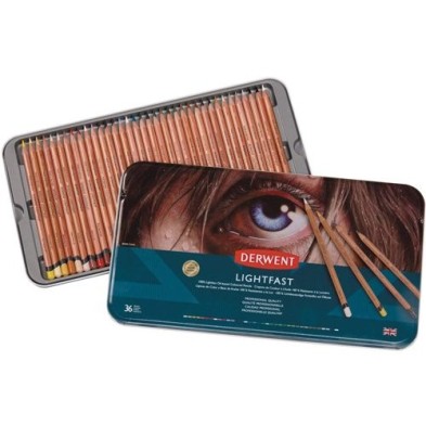  Fine art shop - Colour pencils metal box Lightfast Derwent 36 uds.  | totenart.com
