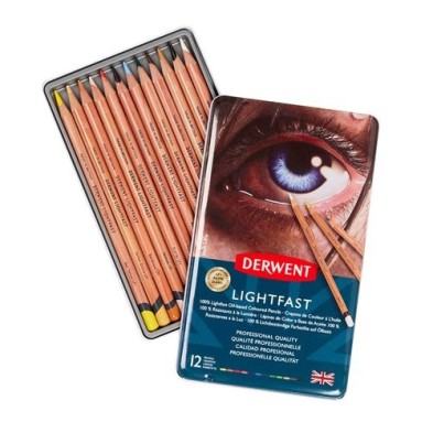 Fine art shop - Colour pencils metal box Lightfast Derwent 12 uds.  | totenart.com