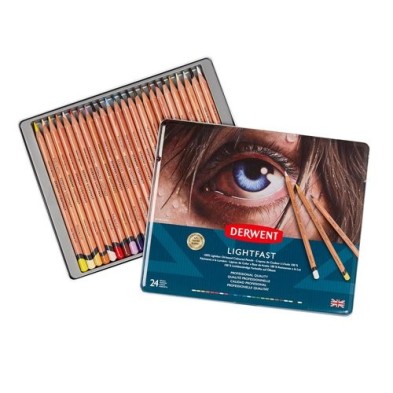  Fine art shop - Colour pencils metal box Lightfast Derwent 24 uds.  | totenart.com