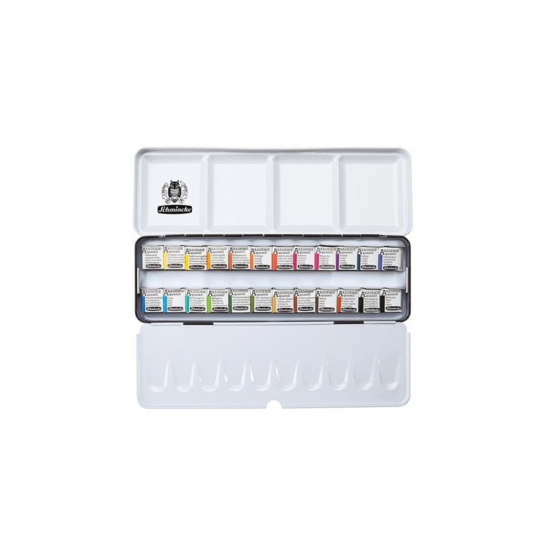 Fine art shop - Metal box 24 watercolors Schmincke Akademie entire godets | totenart.com