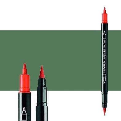 Fine art shop - Marker double tip brush Olive Green. Aqua Brush Duo, Lyra | totenart.com 