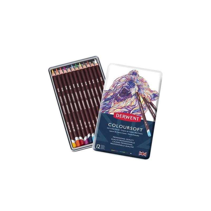  Fine art shop - Colour pencils Metal box Coloursoft Derwent 12 uds.  | totenart.com