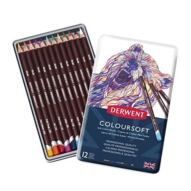  Fine art shop - Colour pencils Metal box Coloursoft Derwent 12 uds.  | totenart.com