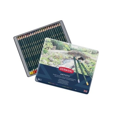  Fine art shop - Colour pencils Metal box Artists Derwent 24 uds.  | totenart.com
