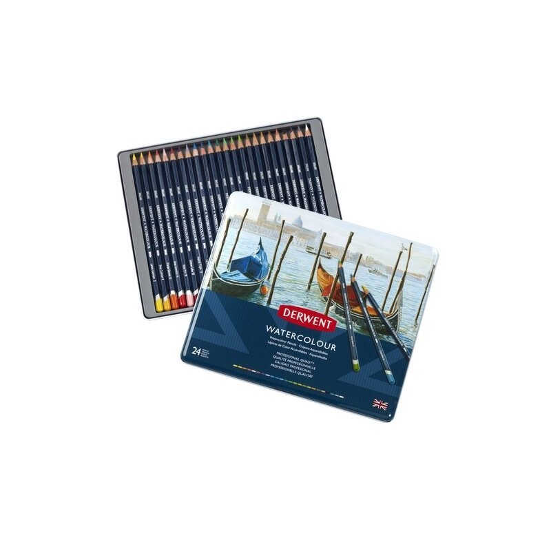  Fine art shop - 24 watercolour pencils box Derwent | totenart.com