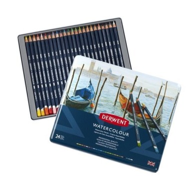  Fine art shop - 24 watercolour pencils box Derwent | totenart.com