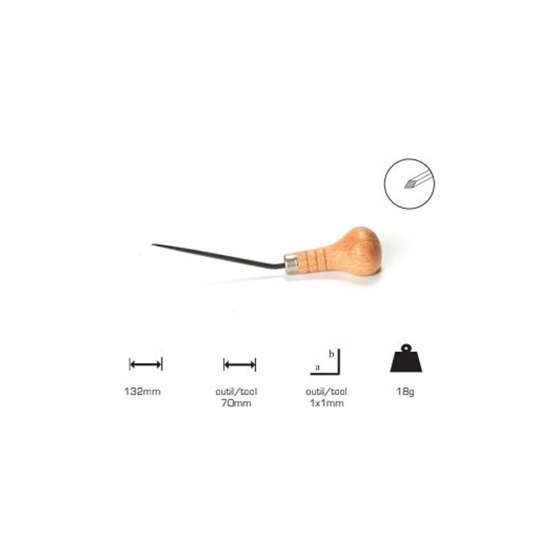 Square graver thick lead 1x1 mm, mushroom handle