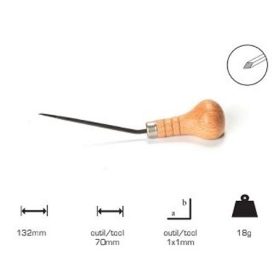 Square graver thick lead 1x1 mm, mushroom handle