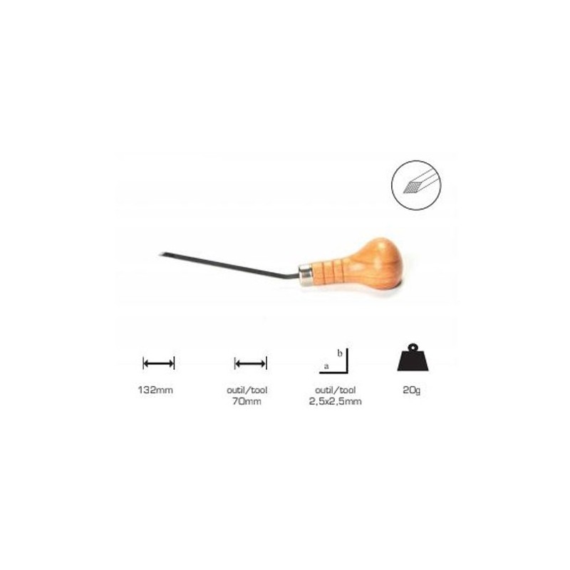 Square graver thick lead 2.5x2.5 mm, mushroom handle