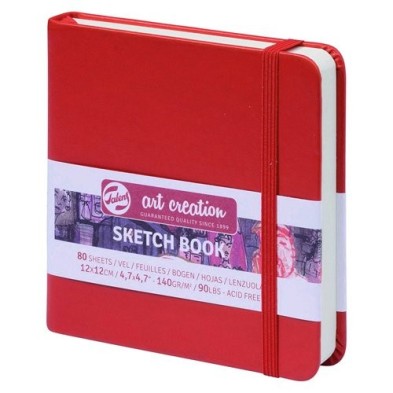  Fine art shop - Red Sketch Block, 12x12, elastic band, 80 s, 140 gr. | totenart.com