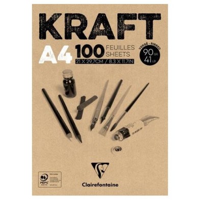  Fine art shop - Kraft Glued Pad A4, 90 gr. 100 h. Brown Color Clairefontaine | totenart.com
