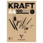  Fine art shop - Kraft Glued Pad A4, 90 gr. 100 h. Brown Color Clairefontaine | totenart.com