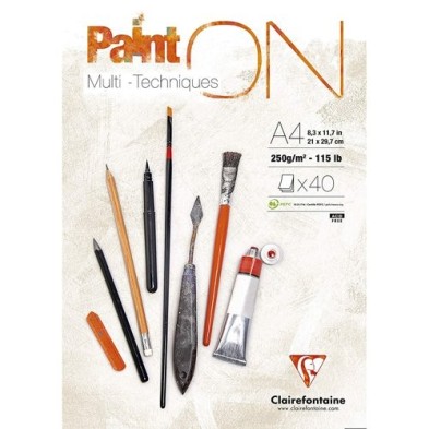  Fine art shop - Multi Technique Pad Paint On A4, 250 gr. 40 h. Clairefontaine | totenart.com