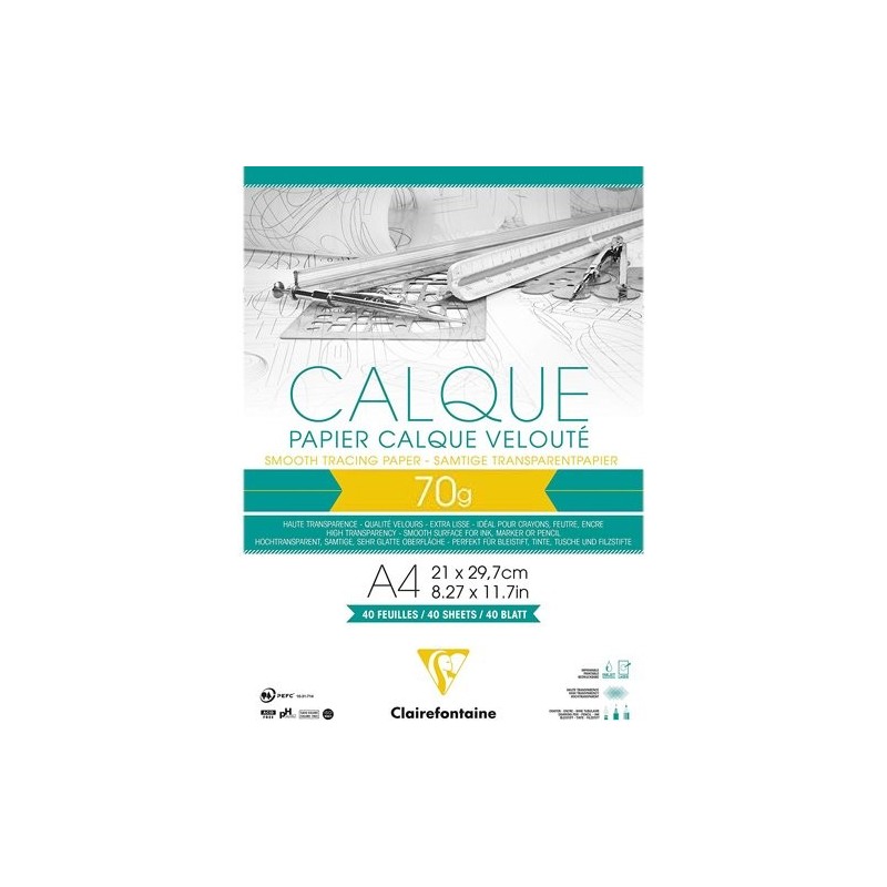  Fine art shop - Tracing Paper Pad A4, 70 gr. 50 h. Clairefontaine | totenart.com