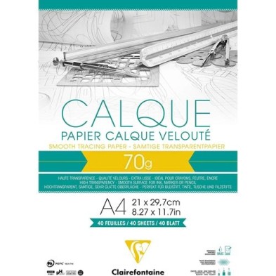  Fine art shop - Tracing Paper Pad A4, 70 gr. 50 h. Clairefontaine | totenart.com