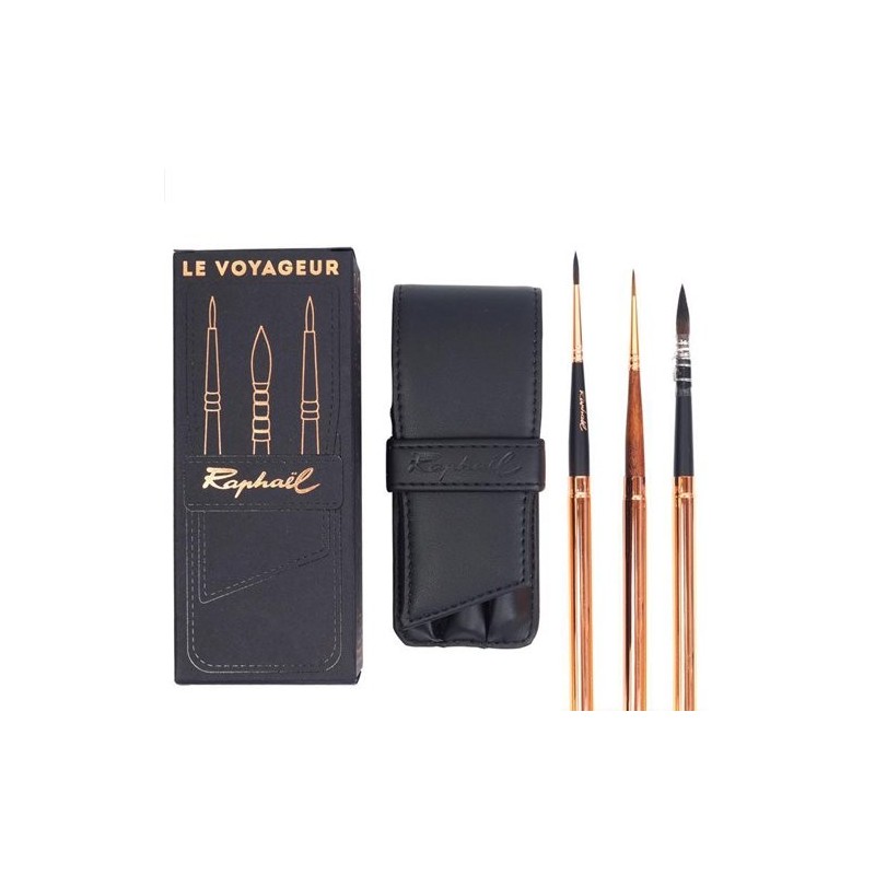 Fine art shop - Bag with 3 travel brushes Raphael\n | totenart.com