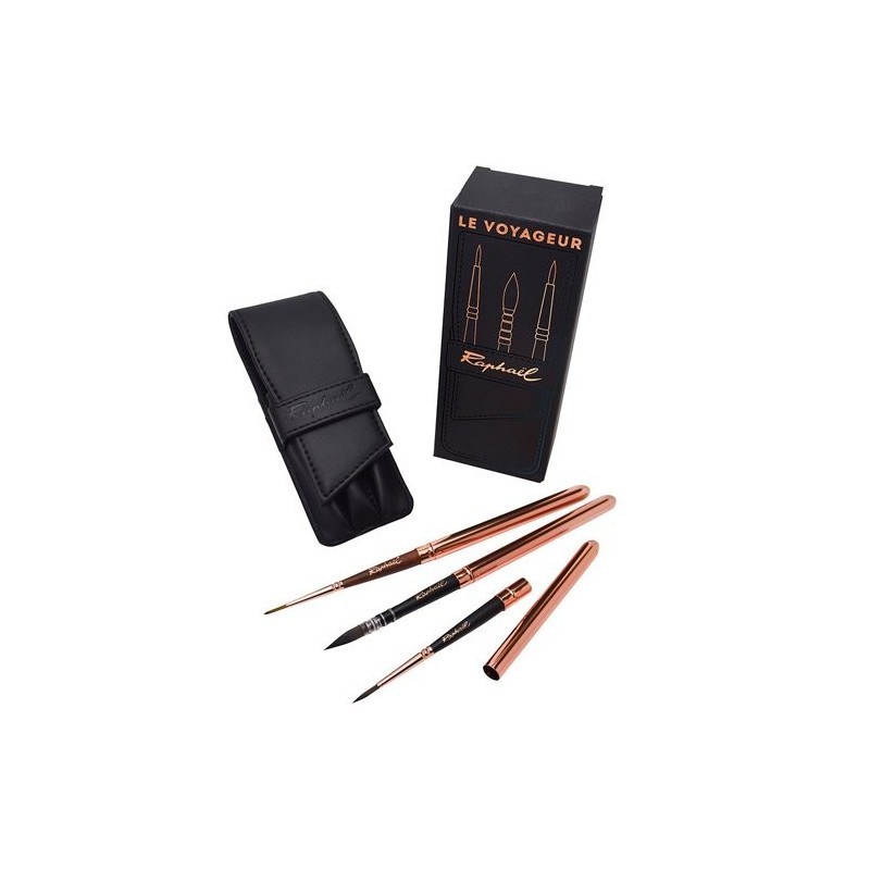 Fine art shop - Bag with 3 travel brushes Raphael\n | totenart.com