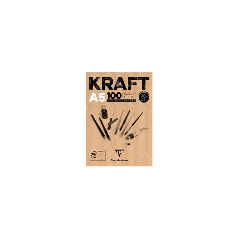  Fine art shop - Kraft Glued Pad A5, 90 gr. 100 h. Brown Color Clairefontaine | totenart.com